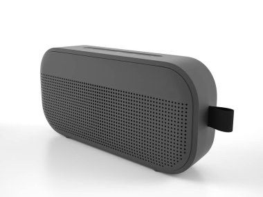 Beyaz arka planda bluetooth hoparlörü. 3d illüstrasyon.