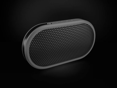 Bluetooth speaker on a black background. 3d illustration.