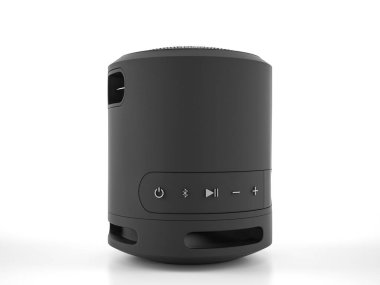 Beyaz arka planda bluetooth hoparlörü. 3d illüstrasyon.