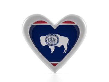 Heart shaped Wyoming state flag on a white background. 3d illustration. clipart