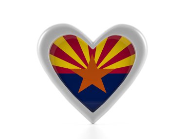 Heart shaped Arizona state flag on a white background. 3d illustration. clipart