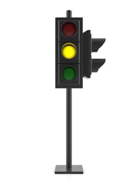 Beyaz arka planda trafik ışığı. 3d illüstrasyon.