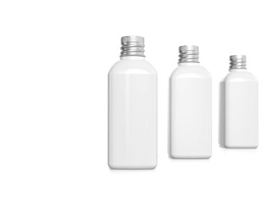 Beyaz arka planda seramik şişeler. 3d illüstrasyon.