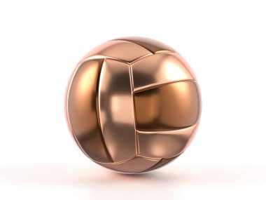 Beyaz arka planda bronz voleybol topu. 3d illüstrasyon.