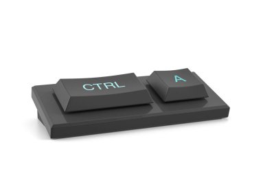 Beyaz arka planda mini klavye ctrl A. 3d illüstrasyon.
