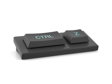Beyaz arka planda mini klavye ctrl Z. 3d illüstrasyon.