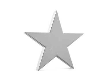 Beyaz arkaplanda metal yıldız sembolü. 3d illüstrasyon.