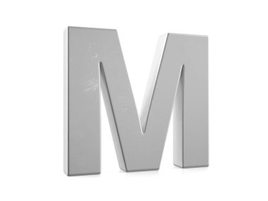 Beyaz arkaplanda M harfi var. 3d illüstrasyon.