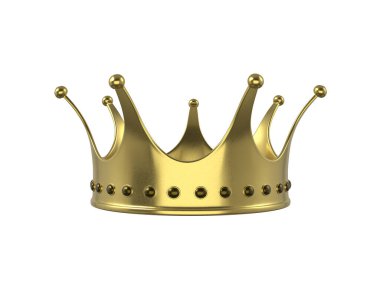 Beyaz arka planda altın taç. 3d illüstrasyon.