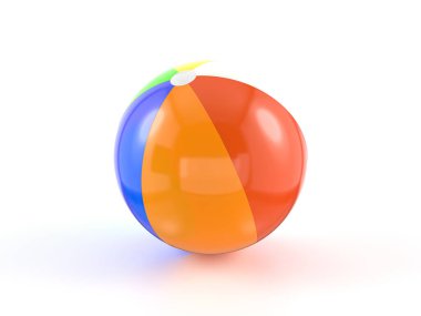 Beyaz arka planda plaj topu. 3d illüstrasyon.
