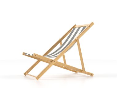 Beyaz arka planda plaj sandalyesi. 3d illüstrasyon.