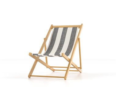 Beyaz arka planda plaj sandalyesi. 3d illüstrasyon.