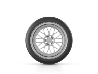 Beyaz arka planda araba lastiği. 3d illüstrasyon.