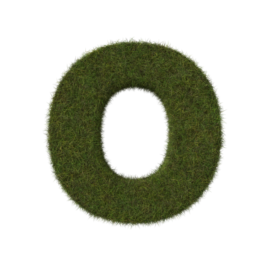 Şeffaf arkaplanda 0 çim harfi.