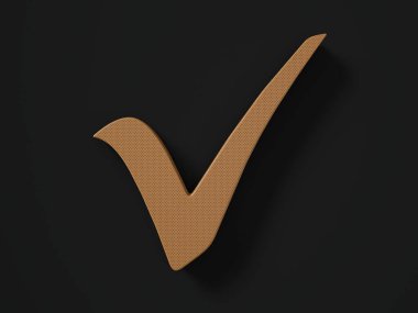 Siyah arka planda delinmiş deri işaretli sembol. 3d illüstrasyon.