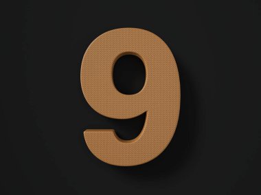 Siyah arka planda 9 numaralı deri yırtılmış. 3d illüstrasyon.