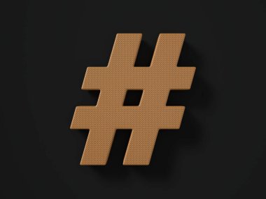 Siyah arka planda yırtılmış deri numara sembolü. 3d illüstrasyon.