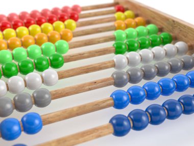 Beyaz arka planda abaküs. 3d illüstrasyon.