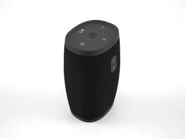 Beyaz arka planda bluetooth hoparlörü. 3d illüstrasyon.