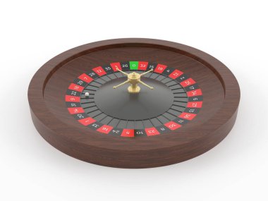 Beyaz arka planda rulet çarkı. 3d illüstrasyon.