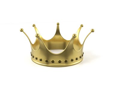 Beyaz arka planda altın taç. 3d illüstrasyon.