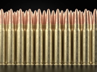 Siyah arka plandaki kurşunlar. 3d illüstrasyon.