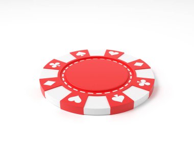 Beyaz bir arka plan üzerinde casino çip. 3D çizim.