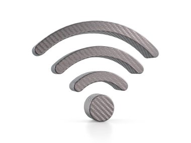 Beyaz arkaplanda holografik folyo kablosuz ağ sembolü. 3d illüstrasyon.