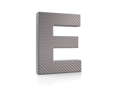 Beyaz bir arka planda sanal folyo E harfi. 3d illüstrasyon.