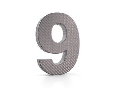 Beyaz arka planda dokuz numaralı holografik folyo. 3d illüstrasyon.