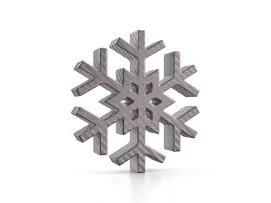 Beyaz arkaplanda holografik folyo kar tanesi sembolü. 3d illüstrasyon.