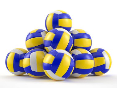 Voleybol toplarının oluşturduğu piramit. 3d resimleme.