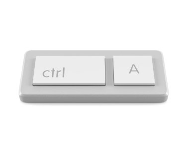 Beyaz arka planda mini klavye ctrl A. 3d illüstrasyon.