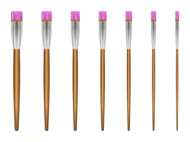 Beyaz arka planda sanat fırçaları. Vektör illüstrasyonu.