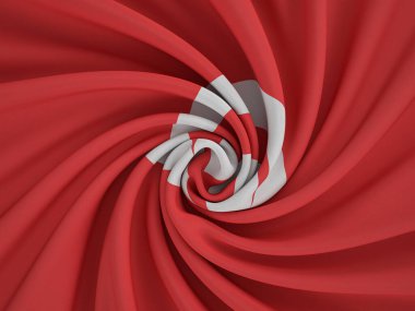 Çarpık tekstil Tunus bayrağı geçmişi. 3d illüstrasyon.