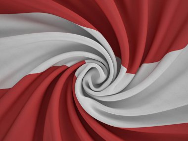 Çarpık tekstil Avusturya bayrağı. 3d illüstrasyon.