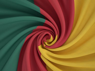 Çarpık tekstil kamerun bayrakları. 3d illüstrasyon.