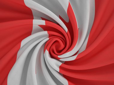 Çarpık tekstil Kanada bayrağı. 3d illüstrasyon.