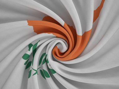 Çarpık tekstil Kıbrıs bayrağı geçmişi. 3d illüstrasyon.