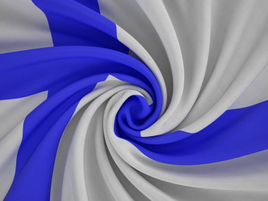 Çarpık tekstil Finlandiya bayrağı geçmişi. 3d illüstrasyon.