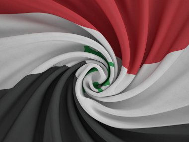 Çarpık tekstil Irak bayrağı geçmişi. 3d illüstrasyon.