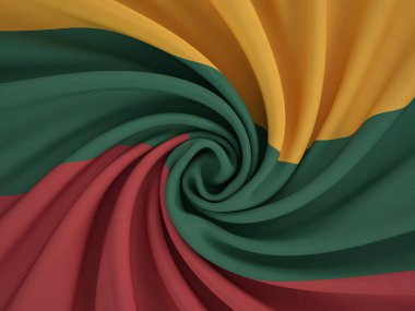 Çarpık tekstil Litvanya bayrağı geçmişi. 3d illüstrasyon.