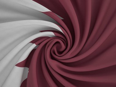 Çarpık tekstil Katar bayrağı arkaplanı. 3d illüstrasyon.