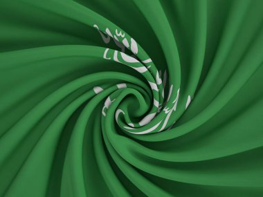 Çarpık tekstil Suudi Arabistan bayrağı geçmişi. 3d illüstrasyon.