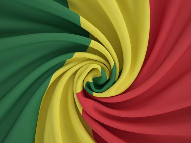 Çarpık tekstil Senegal bayrakları. 3d illüstrasyon.