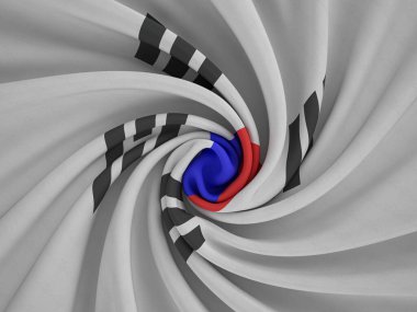 Çarpık tekstil Güney Kore bayrağı geçmişi. 3d illüstrasyon.