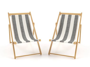 Beyaz arka planda plaj sandalyeleri. Vektör illüstrasyonu.