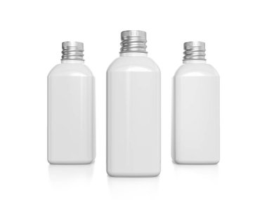 Beyaz arka planda seramik şişeler. 3d illüstrasyon.