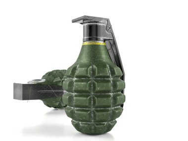 Beyaz arka planda el bombaları. 3d illüstrasyon.