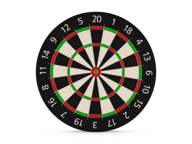 Beyaz arka planda Dartboard. 3d illüstrasyon.